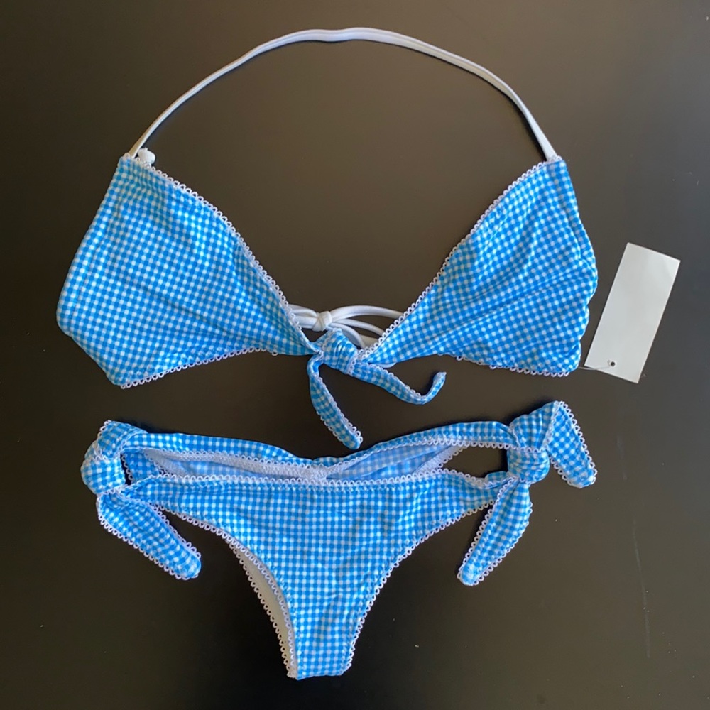 Blue Gingham Bikini Set